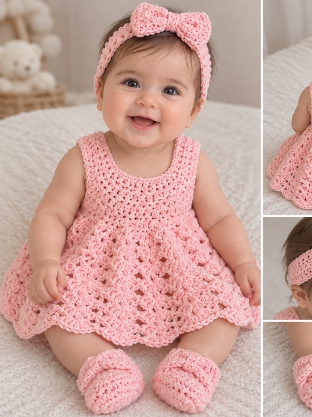 Handmade Pink Crochet Toddler Dress - Soft Knit Sundress